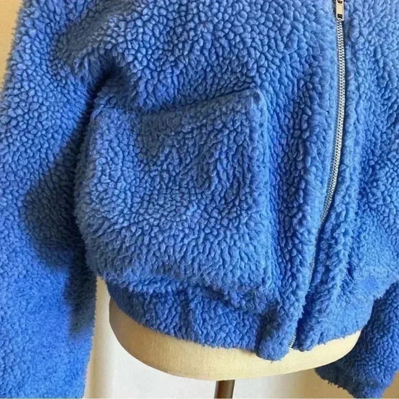 Angel Kiss Blue Sherpa Bomber Zip Up Jacket Size Small - Picture 6 of 7